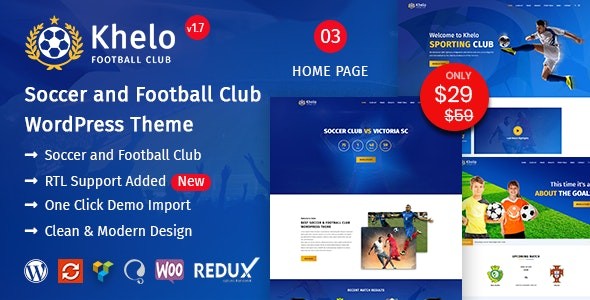 Khelo v2.0 - Soccer WordPress Theme