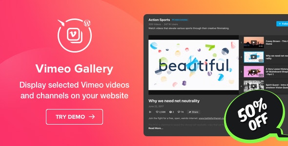 Vimeo Gallery v1.0.1 - WordPress Vimeo plugin