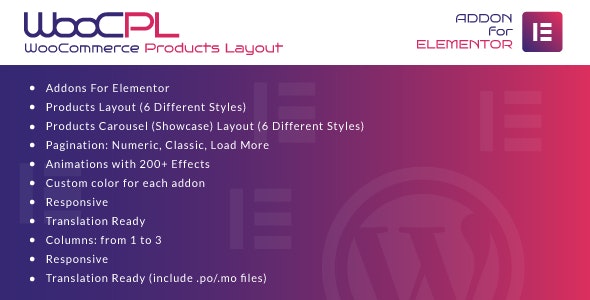 WooCommerce Products Layout for Elementor v1.0 - WordPress Plugin