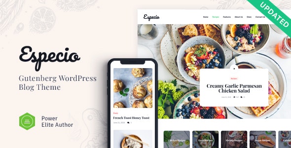 Especio v1.0 - Personal Gutenberg Food Blog WordPress Theme