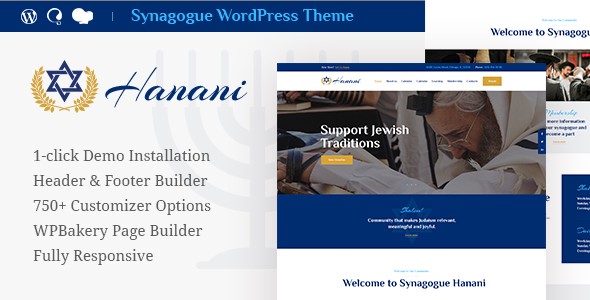 Hanani v1.1.0 - Jewish Community & Synagogue Theme