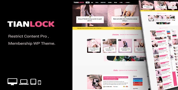 TianLock WP v2.0 - Restrict Content Pro / Membership WordPress Theme