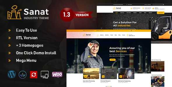 Sanat v1.3.9.1 - Factory & Industry WordPress Theme