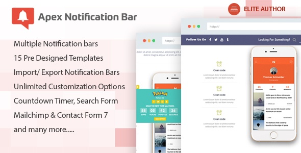 Apex Notification Bar v2.1.3 - Responsive Notification Bar