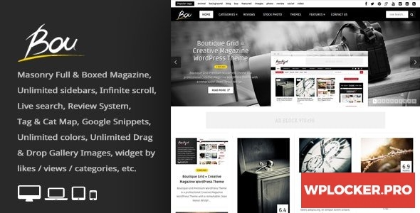 Bou v2.6 - Masonry Review Magazine Blog WordPress Theme