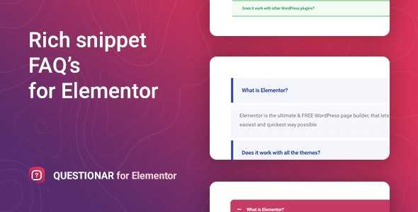 Questionar v1.0.0 – FAQ Accordions for Elementor