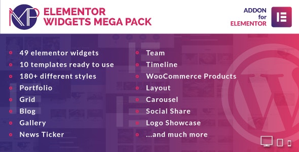 ELEMENTOR WIDGETS MEGA PACK V1.0 - ADDONS FOR ELEMENTOR PAGE BUILDER WORDPRESS PLUGIN