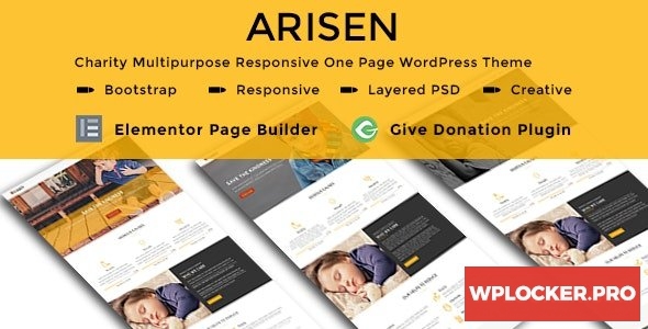ARISEN v1.0 - Charity Multipurpose Responsive One Page WordPress Theme
