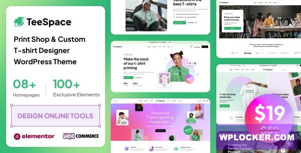 TeeSpace v1.6.6 - Print Custom T-shirt Designer WordPress theme